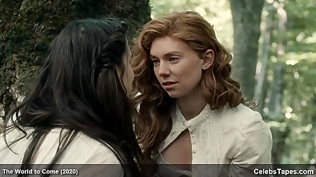 Topless Vanessa Kirby naked lesbian sex with Katherine Waterston