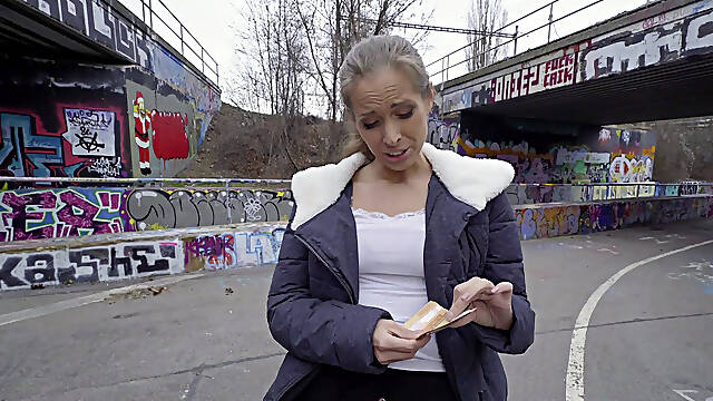 Finnish blonde Kinuski gets plowed for euros in abandoned place