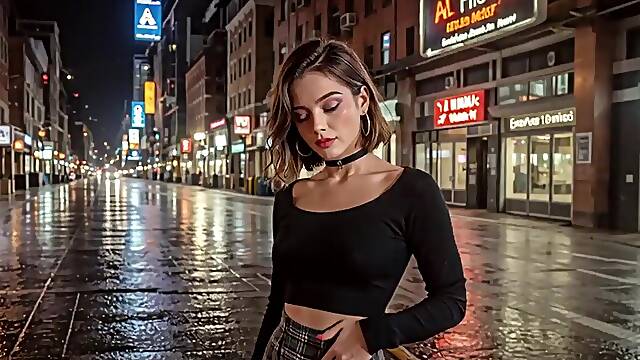 A teen just likes to demonstrate off on the street and let boys pound her humungous backside [AI]