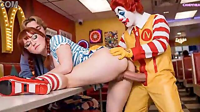 The Clown And The Crazy Waitress - AI Generated Public Fucky-fucky At The Club