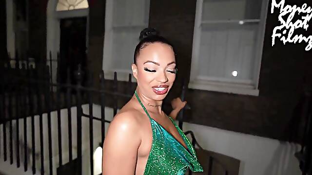 British Ebony Babe With A Fat Ass Invites Lucky Guy Over