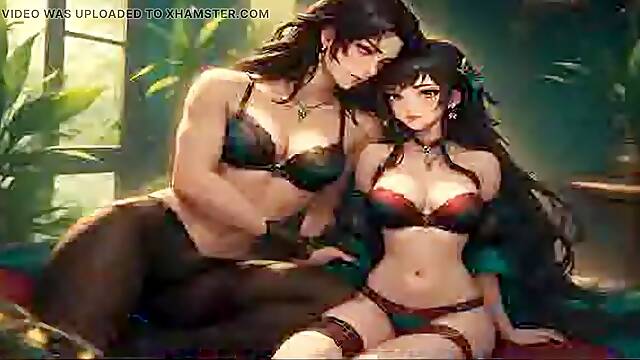 Animated artistry in intimate scenes with intricate details