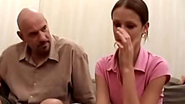 Teen girl fucks two guys for cash in amateur MMF scene