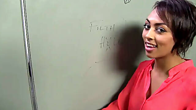 Cherry Hilson takes a raw white load in glory hole