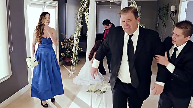Busty bride attacked by a randy man who craves her curves