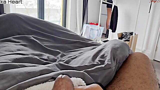 Cleaning Lady Caught me Jerking Off - I Paid her Supplementary to Suck my Shlong Dry