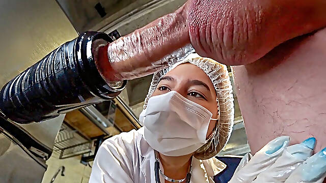LALIN GIRL NURSE milks my CUM example with Machine and his deepthroat