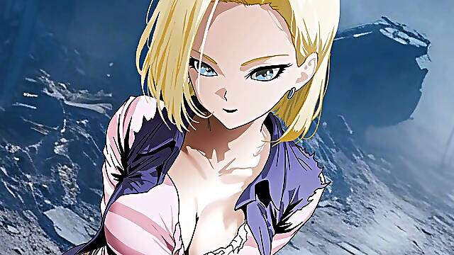 ANDROID eighteen FUCKS AND SUCKS FUTURE TRUNK´S humungous man rod. DRAGON BALL PARODY.