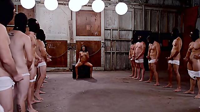 Adriana Chechik gets her pussy filled with cum in a wild gangbang scene.