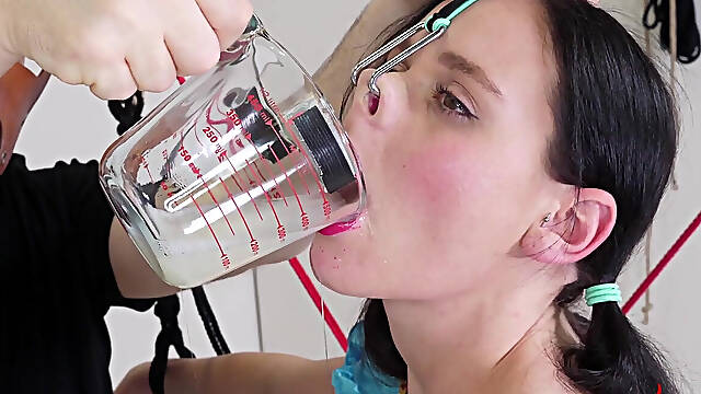 Male Dom Assfucks Lesbian and Feeds Her Months of His Saved up Cum