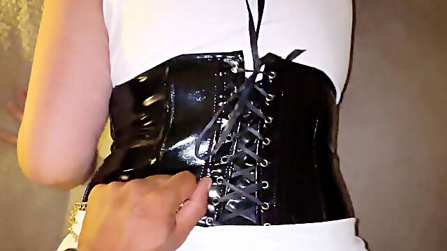 Fuck in a Dress and Latex Balaclava with Butt Plug