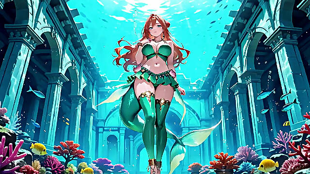 Red-haired Mermaid Princess's Private Tour in the Underwater Palace