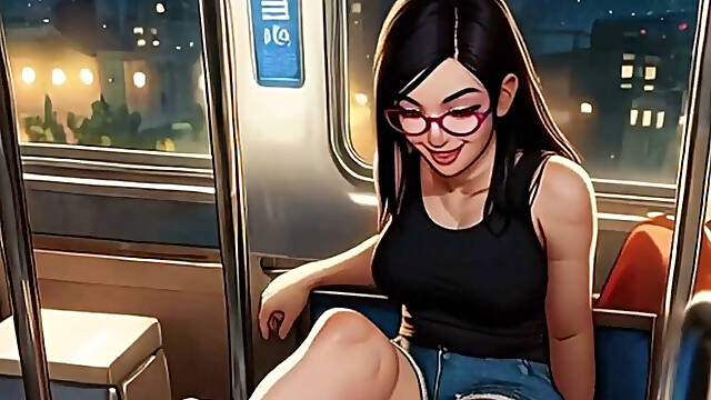 Hentai Girl Lin Gives You a Footjob on the Train
